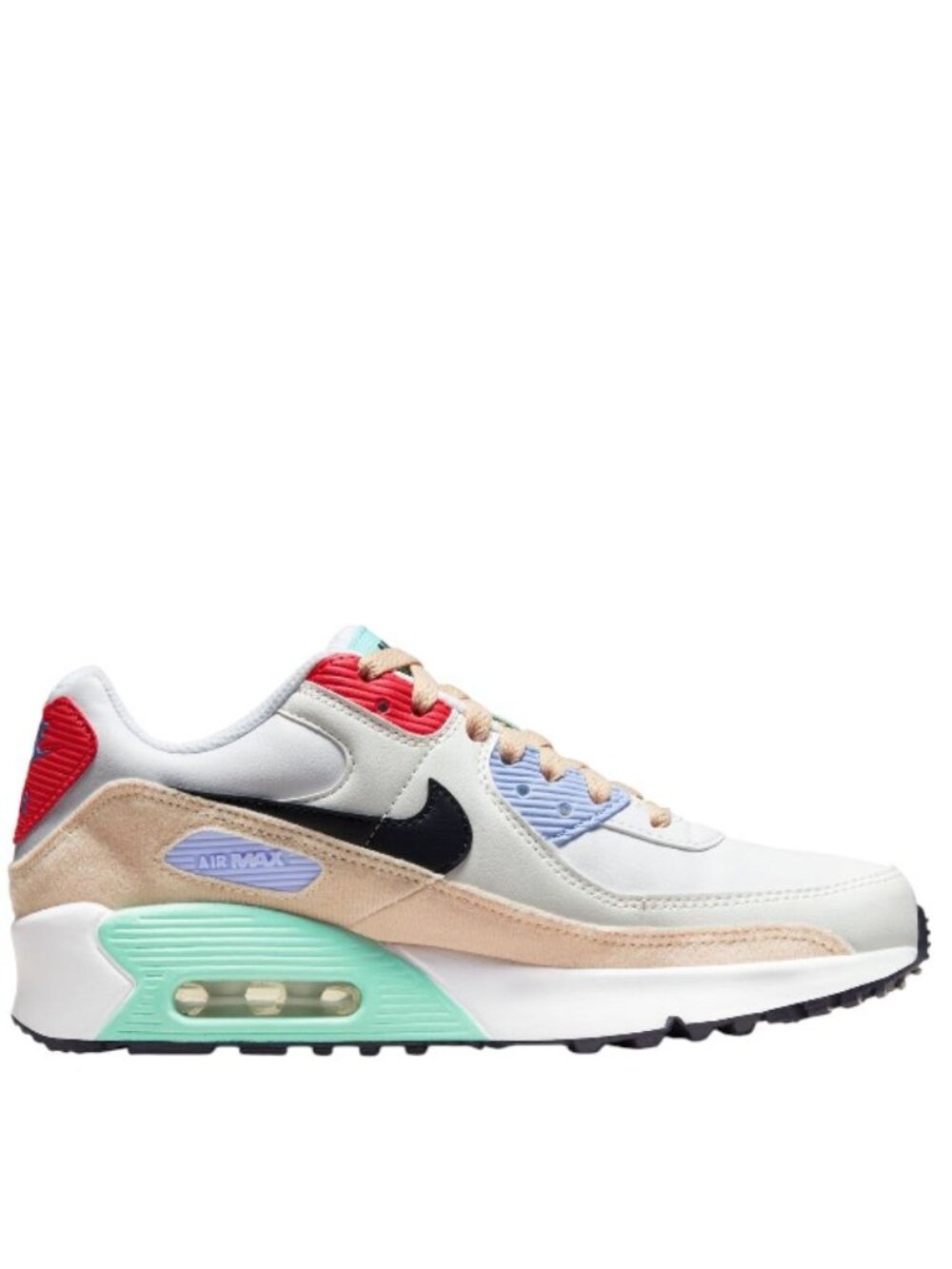 Nike Women's White Sand Obsidian Teal Air Max 90 SE Leather Sneaker Size 5.5